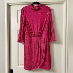 Lipsy hot pink sequin dress Taylor swift eras tour